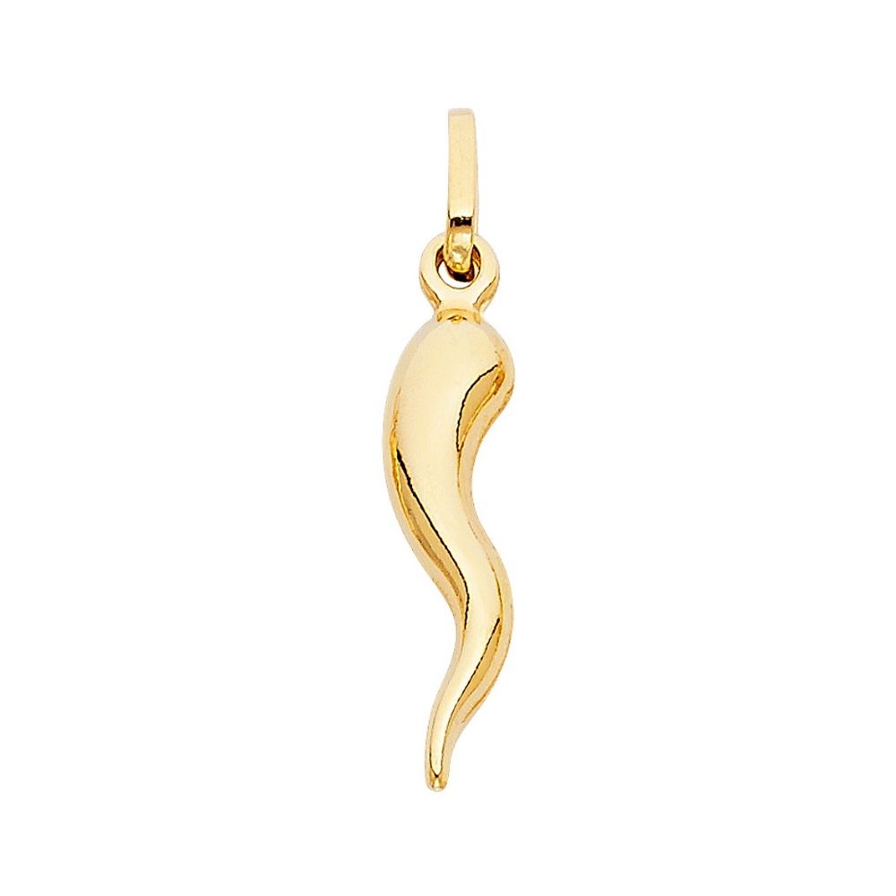14K Yellow Gold Cornicello Italian Horn Pendant